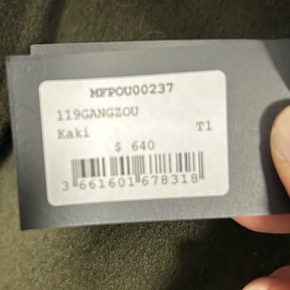 Maje wool blended coat with leather details. Military green color. Size 1. - Picture 14 of 16